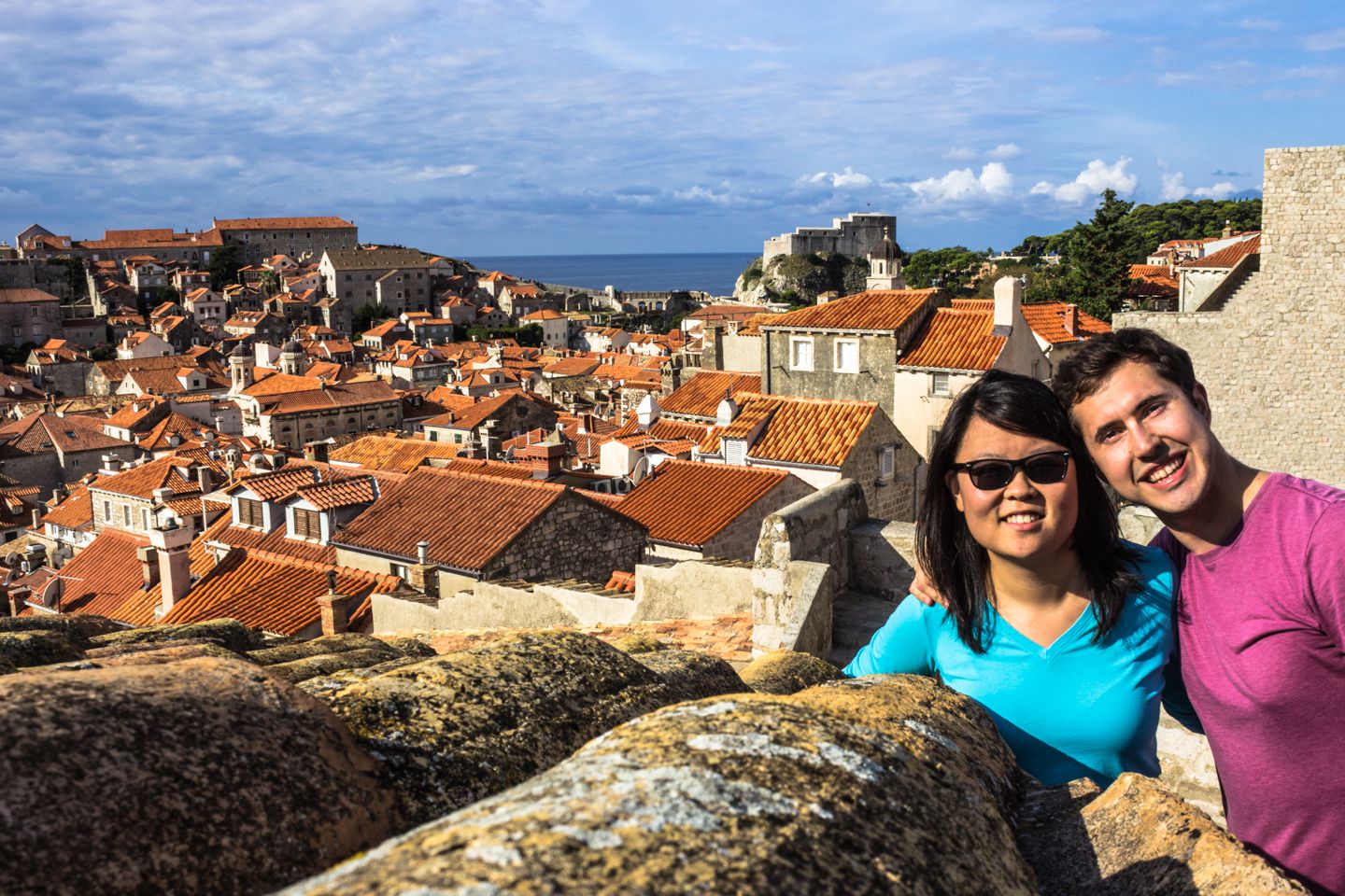 Julie and Carlos on the City Walls of Dubrovnik, Croatia