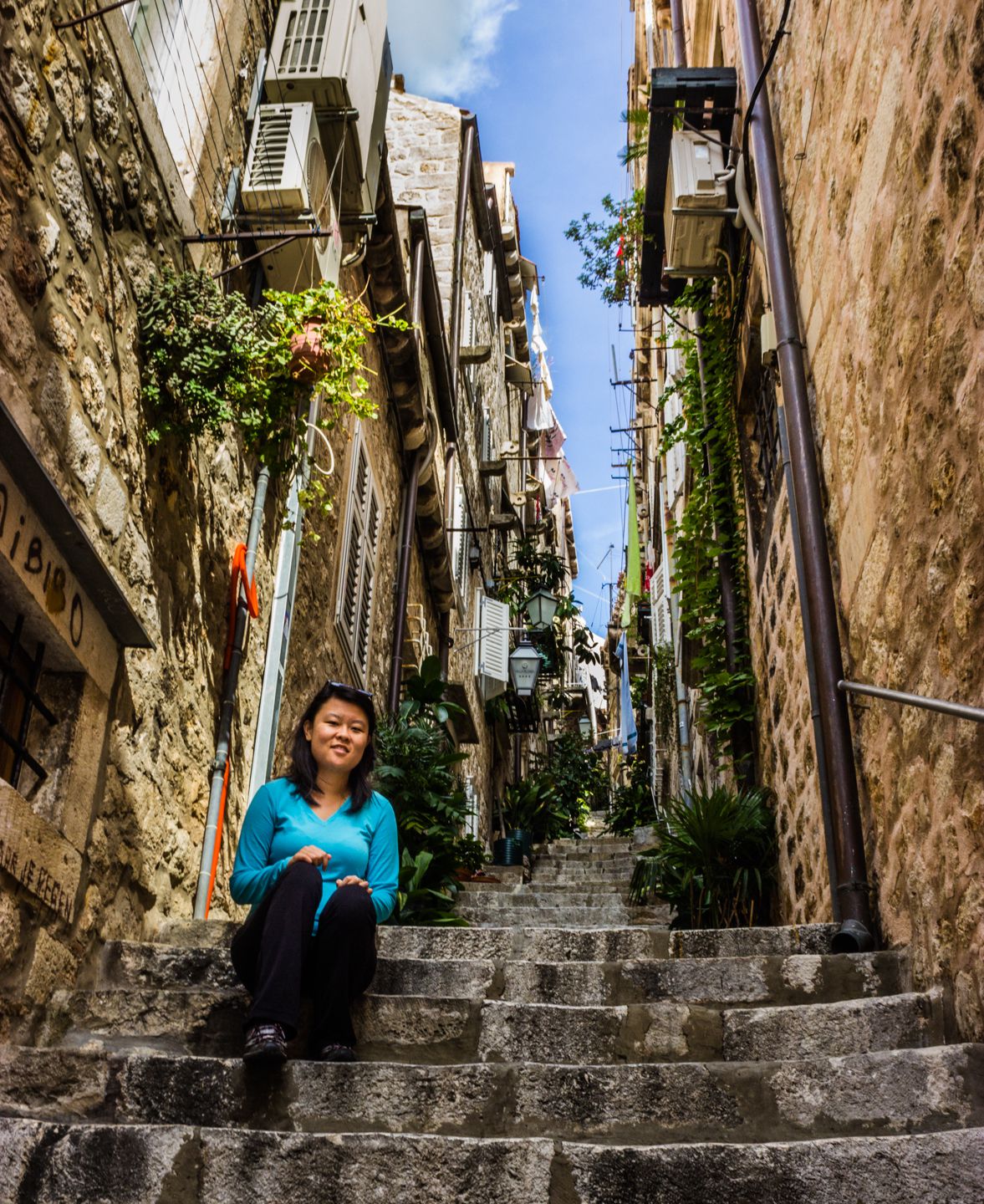 Julie in one of the alleys of Dubrovnik, Croatia
