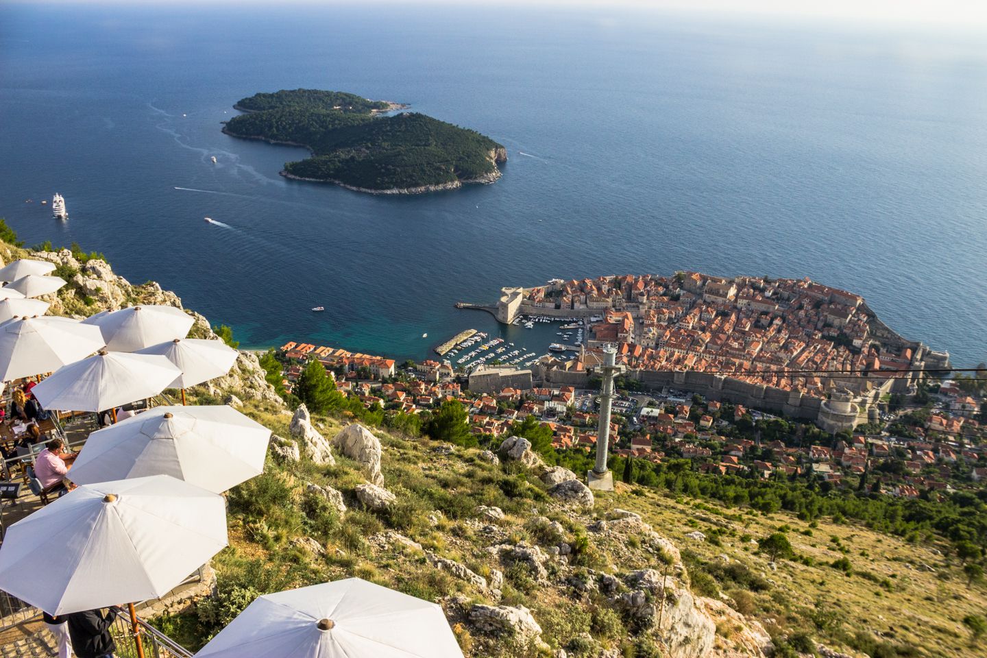 Overlooking Dubrovnik and Lokrum island from the top of Mt. Srd, Dubrovnik, Croatia