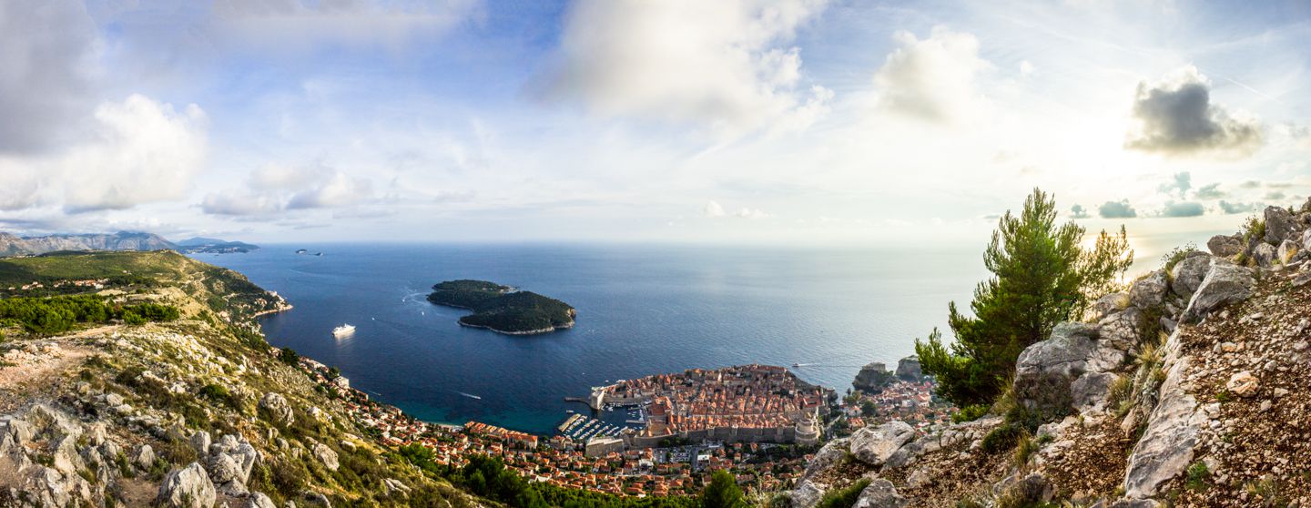 Panoramic view of Dubrovnik on the way down from Mt. Srd, Dubrovnik, Croatia