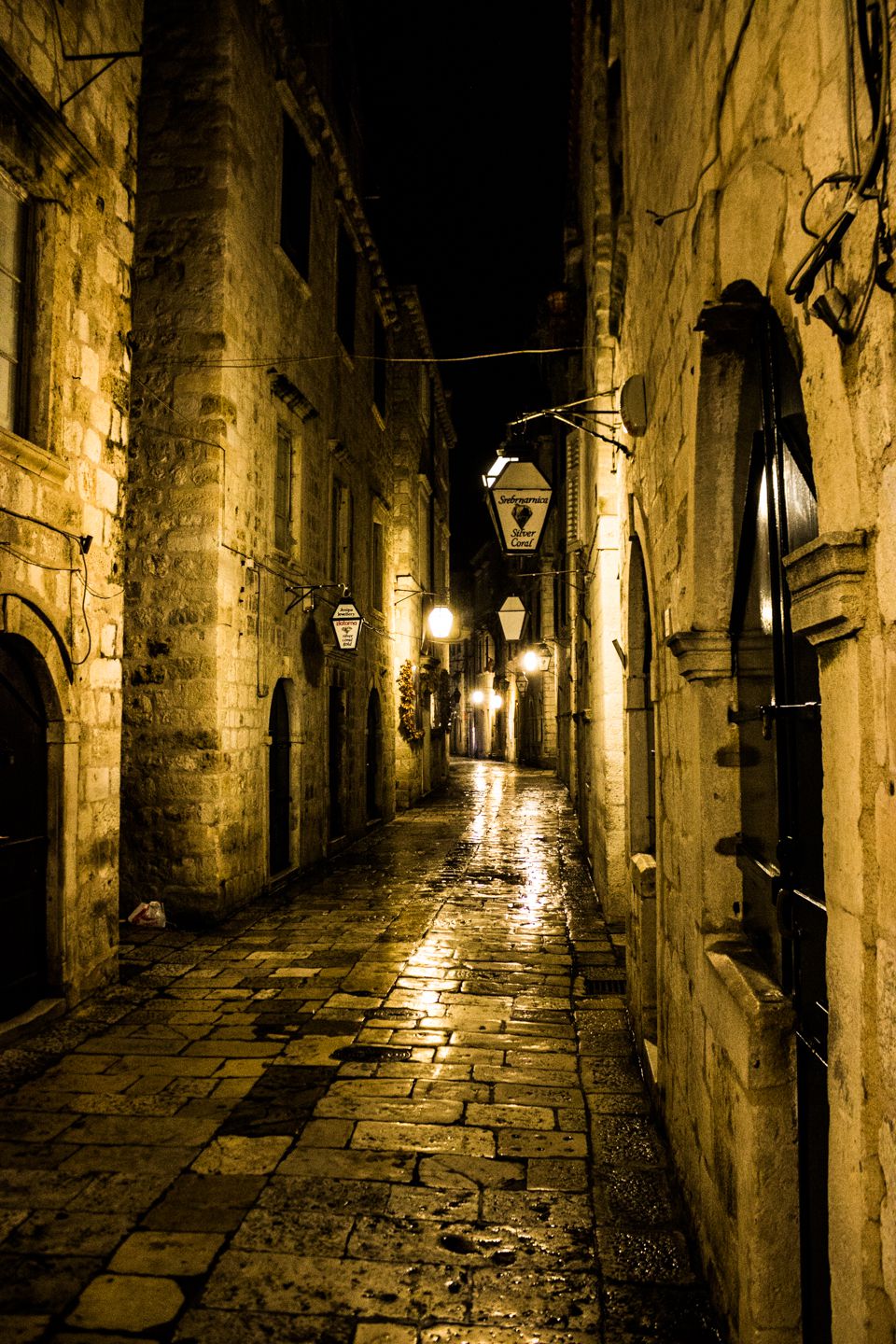 Alleys of Dubrovnik at night, Dubrovnik, Croatia