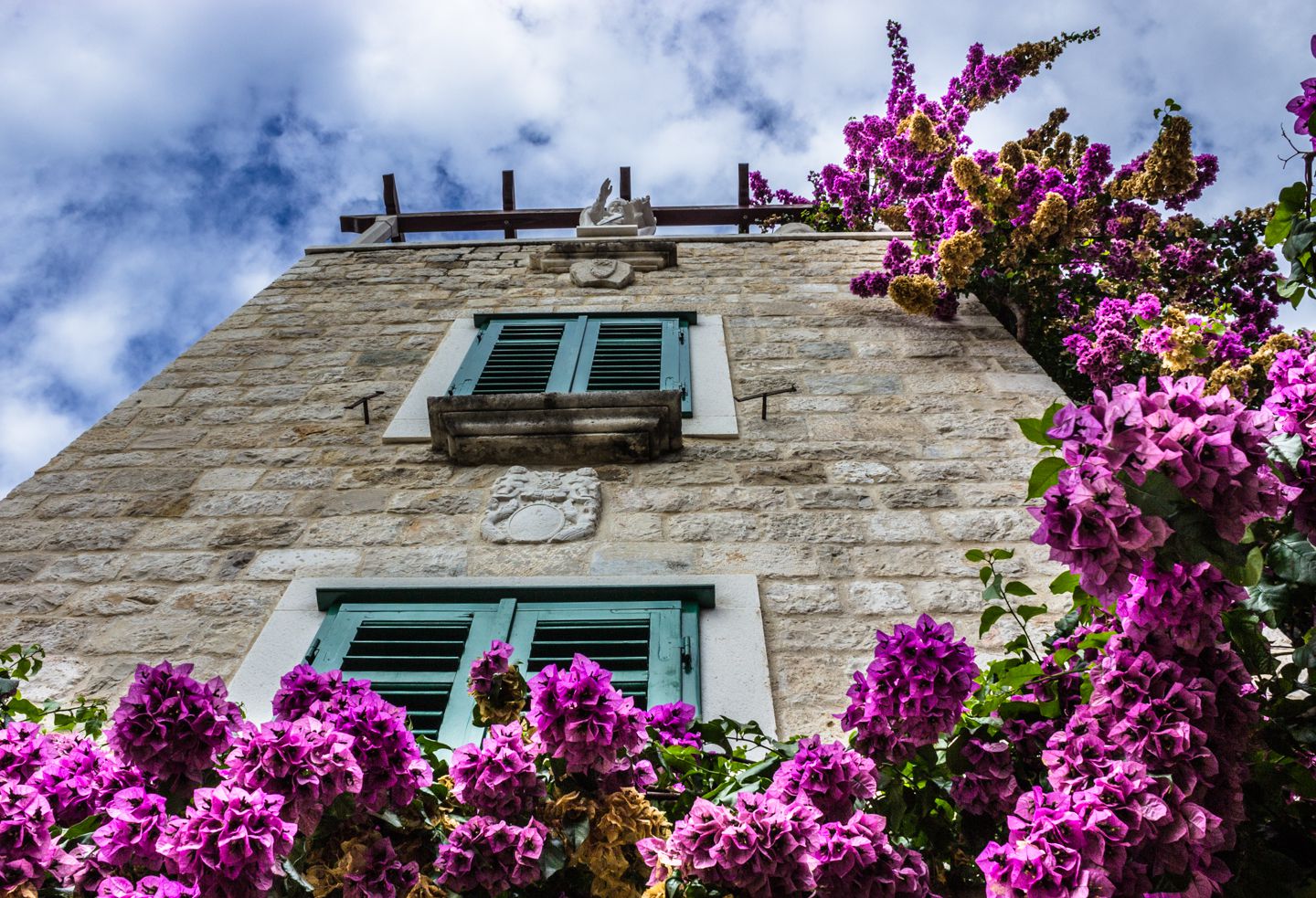 Pretty flowers on the houses in Split, Croatia