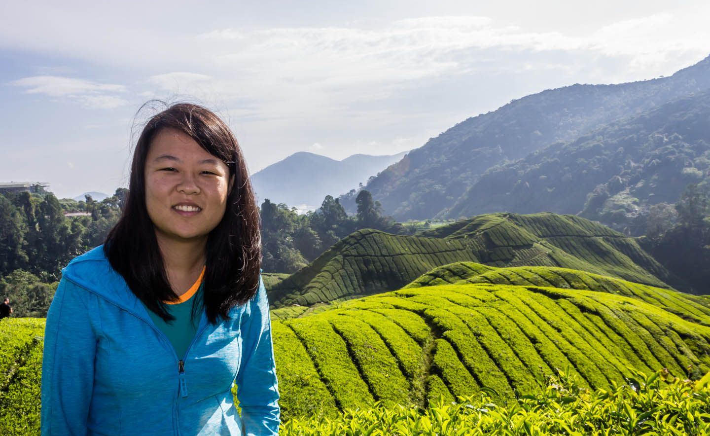 Julie at the Boh tea plantation, Cameron Highlands, Malaysia