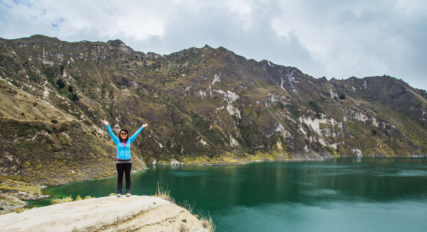 Julie back at the top of Quilotoa crater, Quilotoa, Ecuador