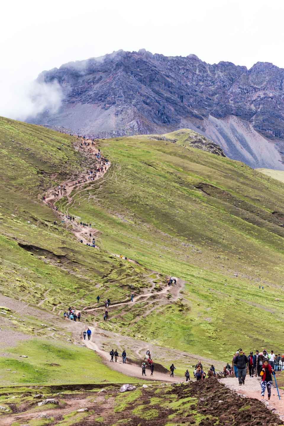 Steep trail up to Rainbow Mountain, Peru