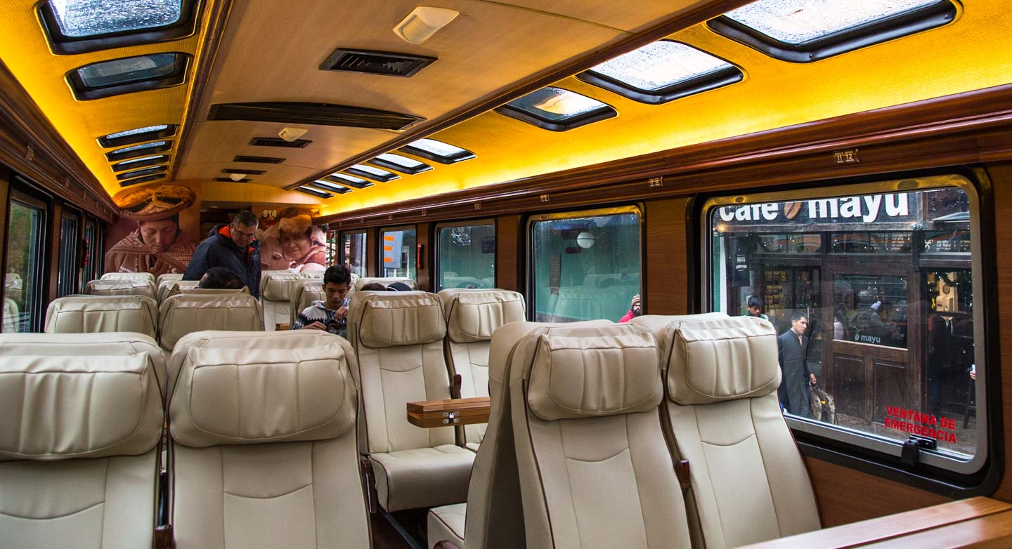 Inside the IncaRail train, Ollantaytambo, Peru