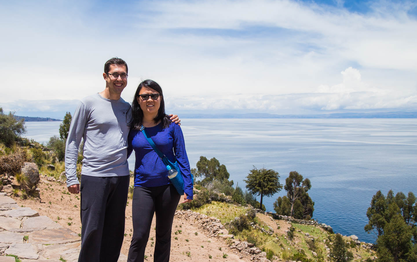 Julie and Carlos on Taquile Island, Lake Titicaca, Peru