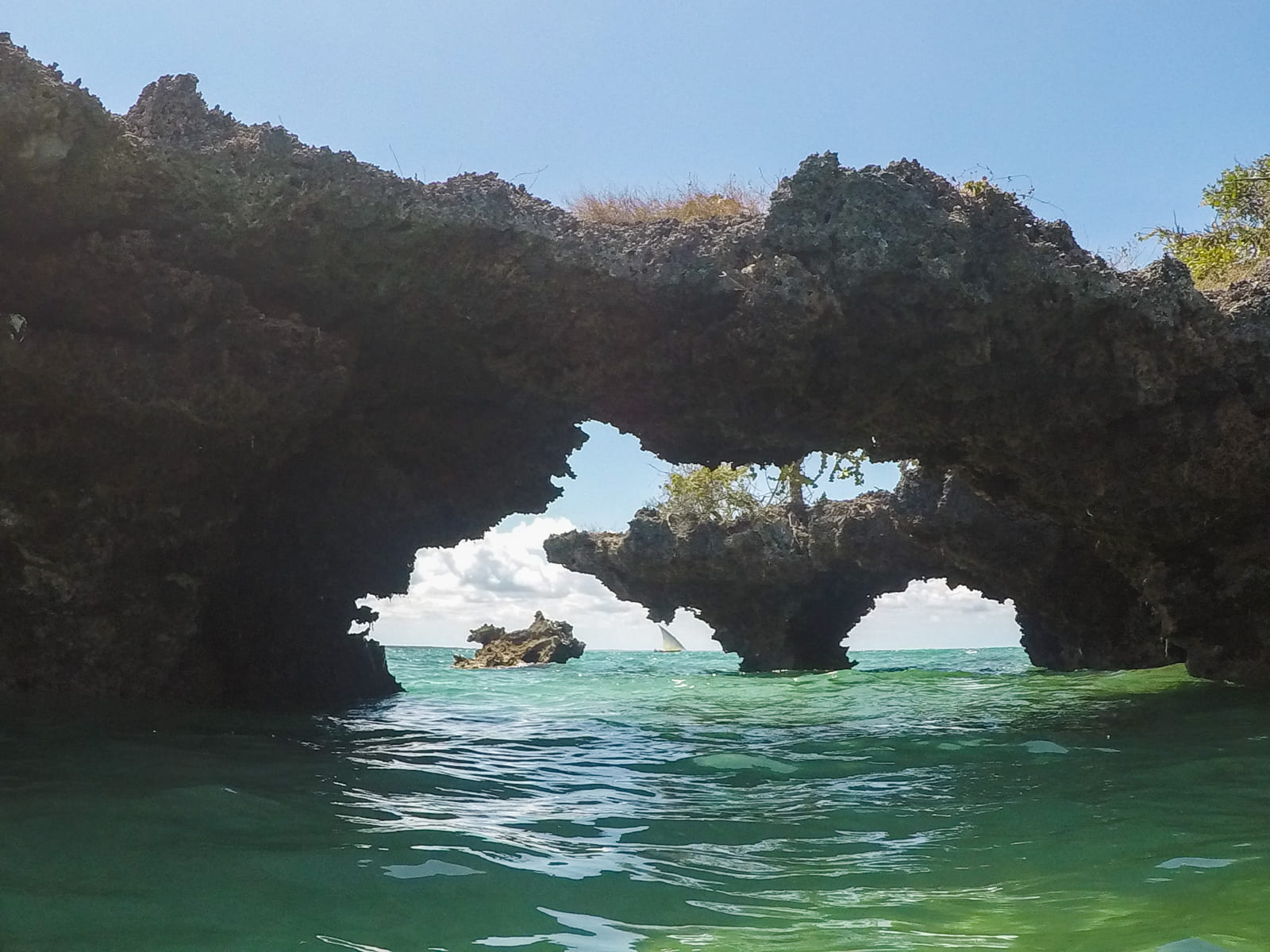 Double arch rock formation, Kwale Island