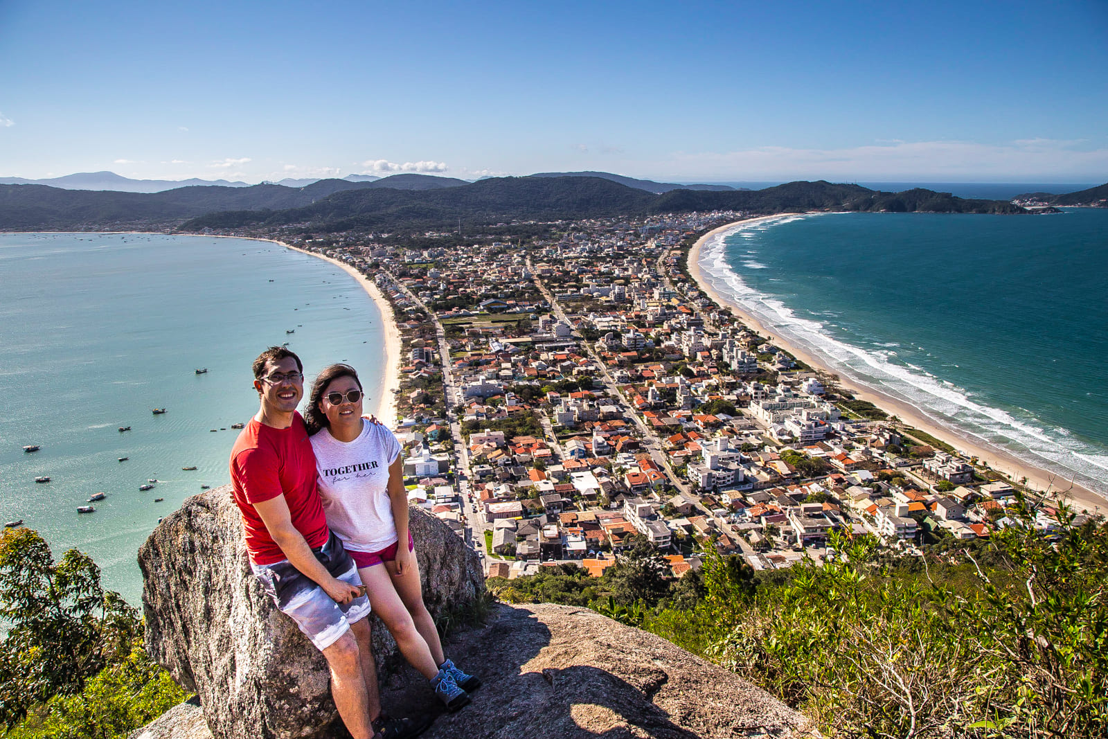 Julie and Carlos at the Monkey Hill trail, Bombinhas, Brazil