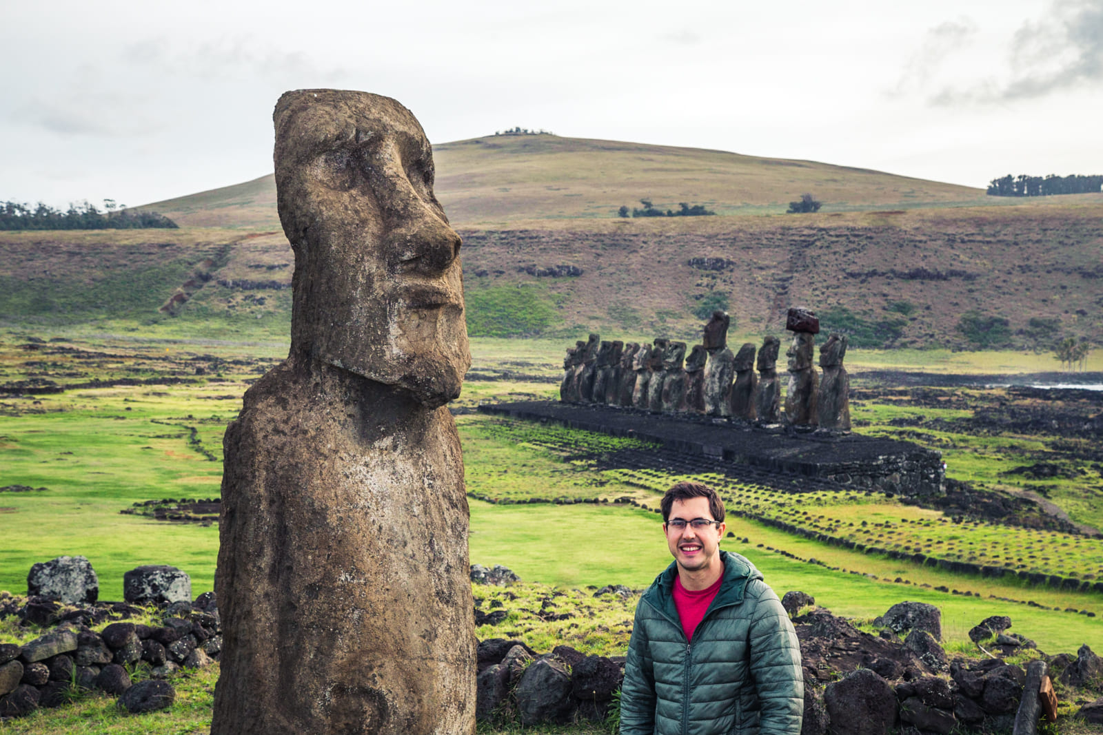 Carlos at Ahu Tongariki, Easter Island