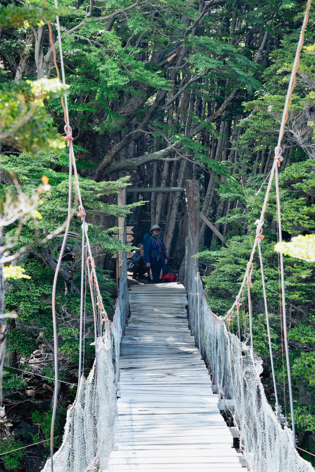 Suspension bridge with 1 person capacity, Torres del Paine.