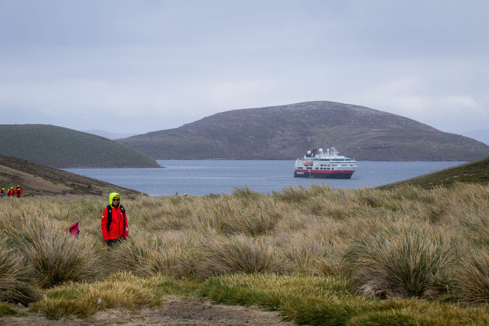 Julie and the Fram on New Island, Falklands