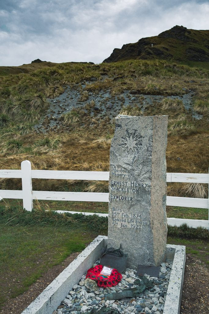 Sir Ernest Shackleton's grave in Grytviken, South Georgia