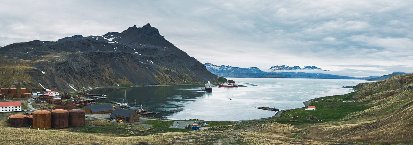 Panoramic view of Grytviken, South Georgia