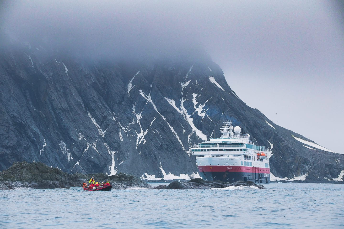 Leaving the Fram on a tender boat for a scenic cruise