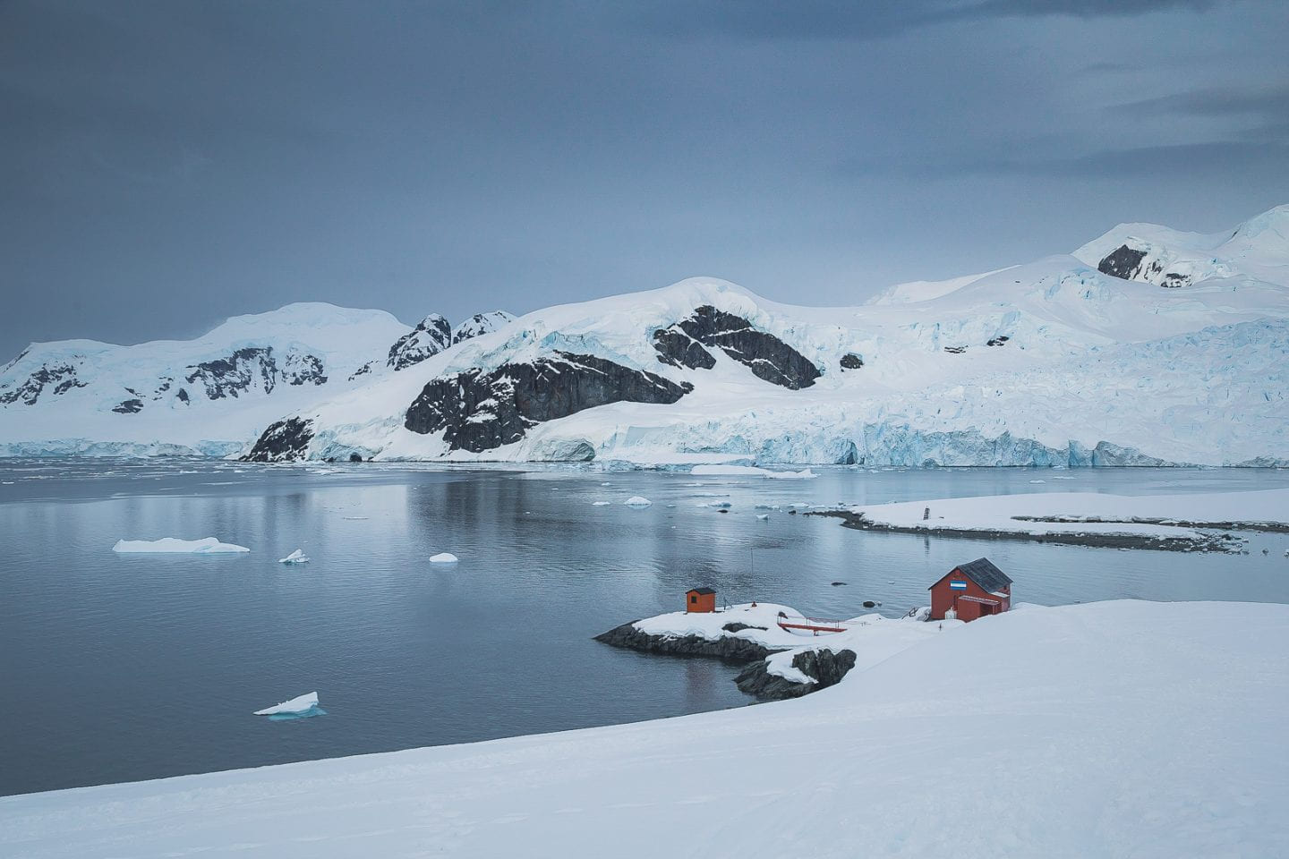 Climbing the hill next to Base Brown, Paradise Bay, Antarctica