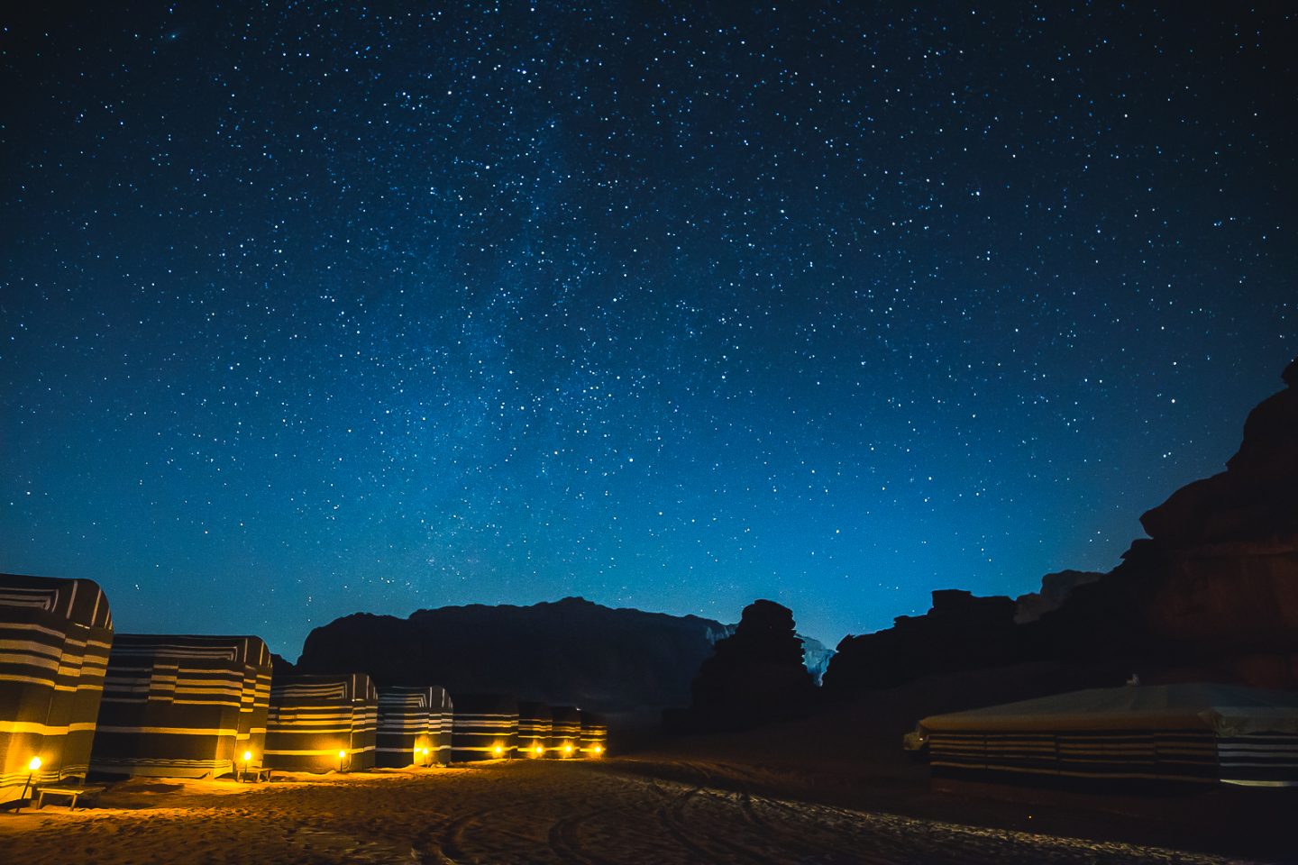 Our Wadi Rum camp at night
