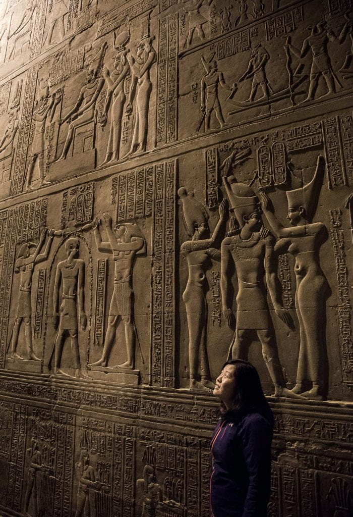Julie exploring Kom Ombo temple