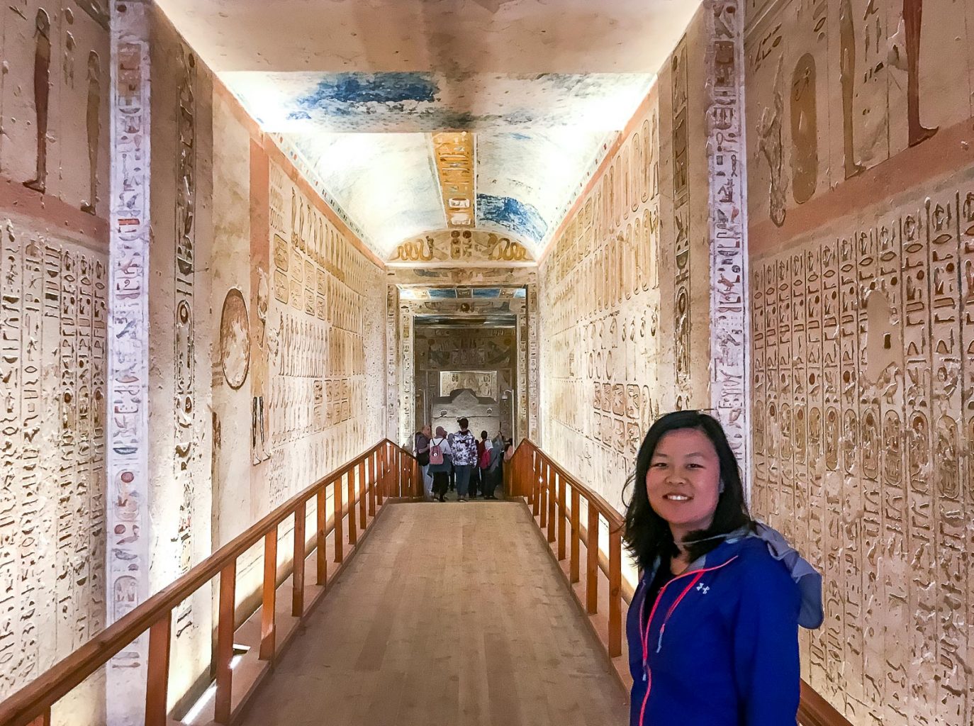 Julie inside a tomb in the Valley of the Kings