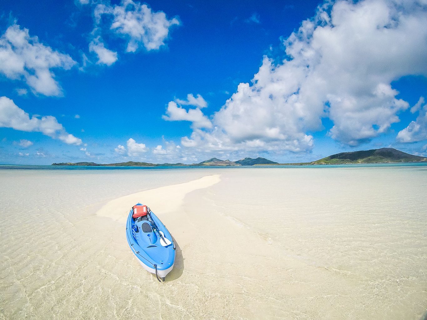 Arriving at the sand bank, Yasawa Islands, Fiji