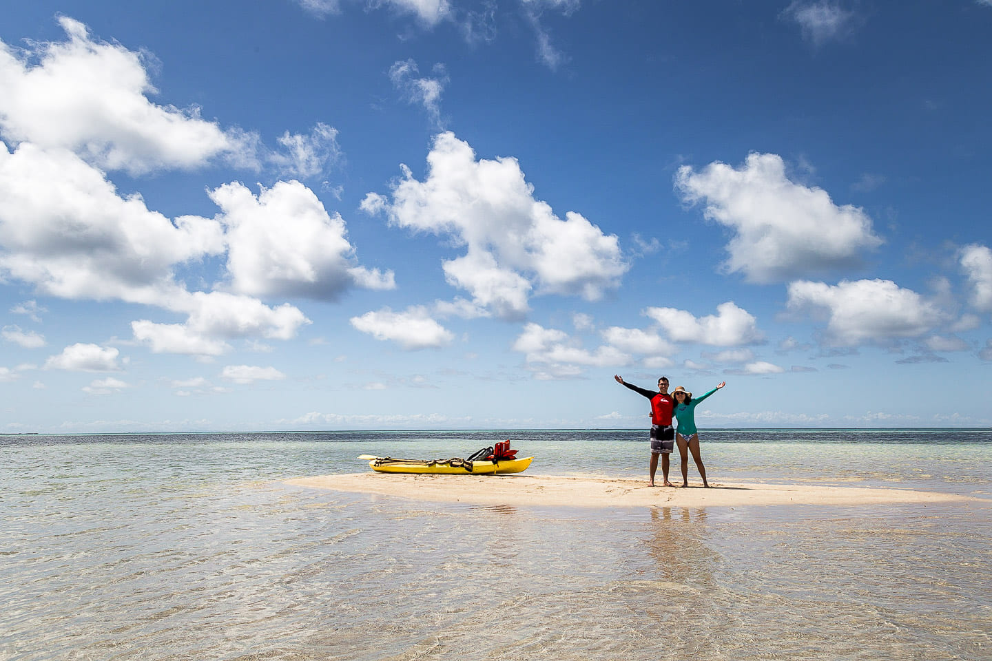 Julie and Carlos at a sand bank in the Yasawa Islands, Fiji