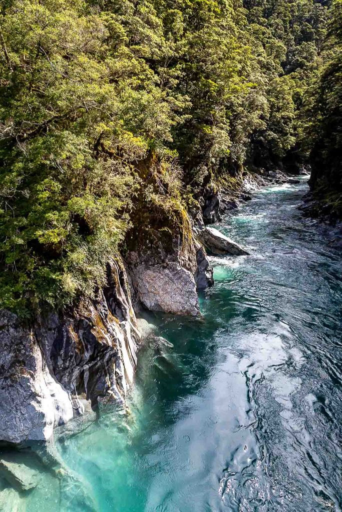 View of the Blue Pools, South Island, New Zealand