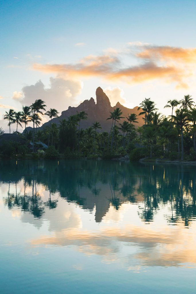 Sunset over Mt. Otemanu in Bora Bora, French Polynesia