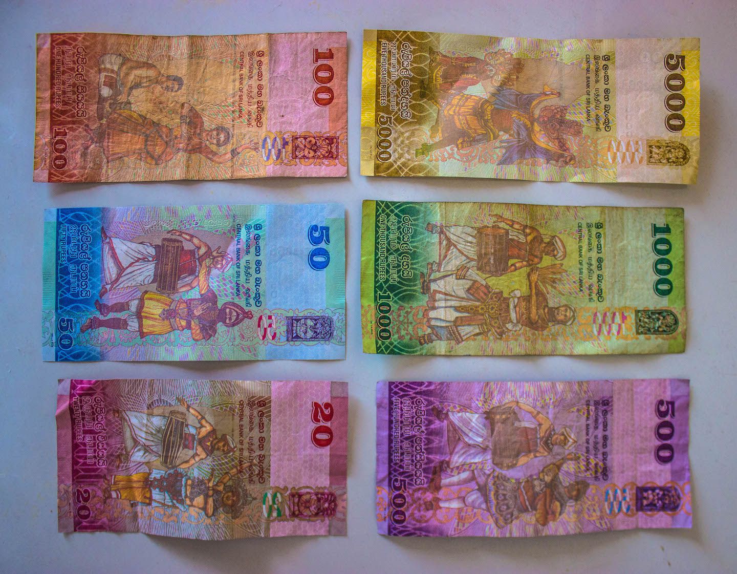 Colourful Sri Lankan rupees