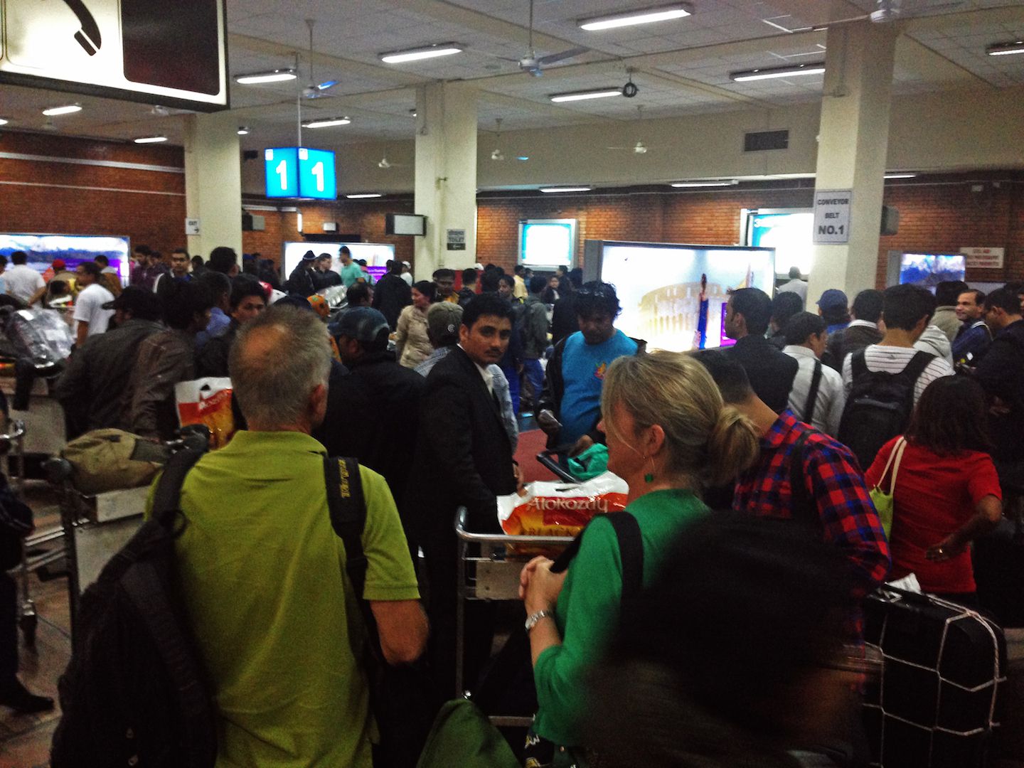 Chaos in the Kathmandu Airport, Nepal