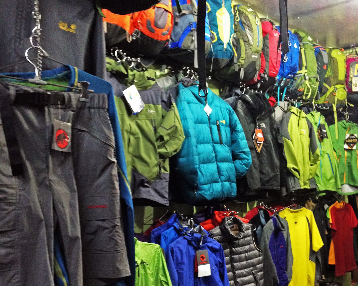 Store selling trekking gear in Thamel, Kathmandu, Nepal