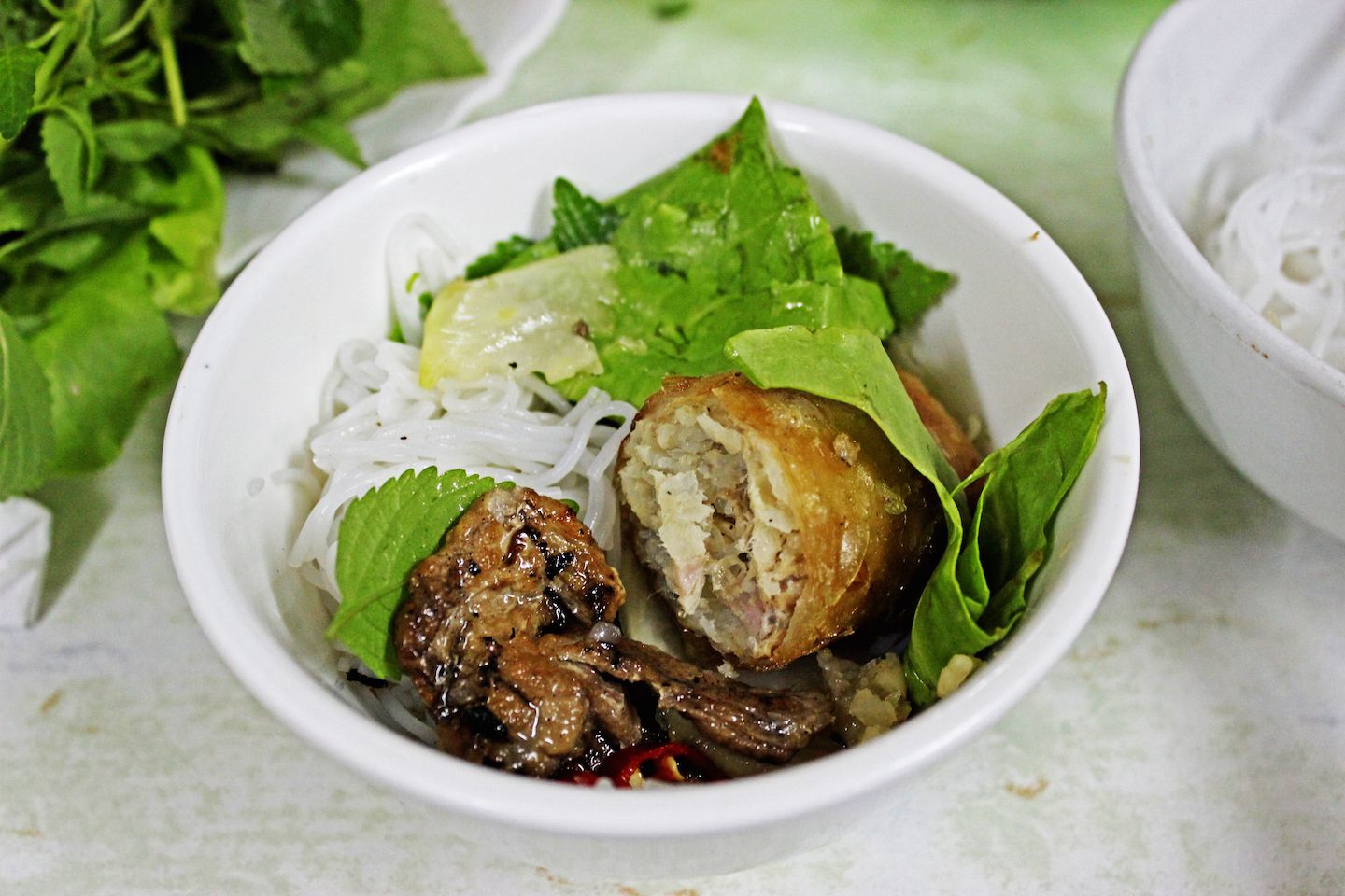 A personalized bowl of bun cha