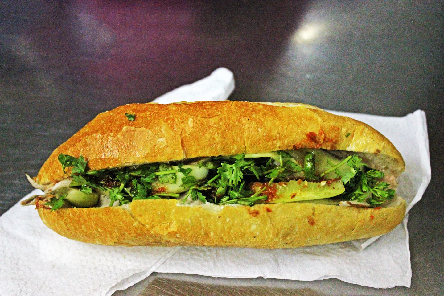 Banh my with spicy sauce