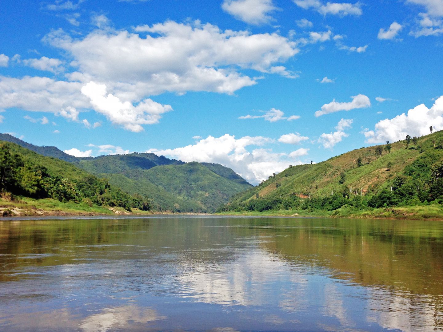 Beautiful landscape throughout the slo-boat trip in Laos