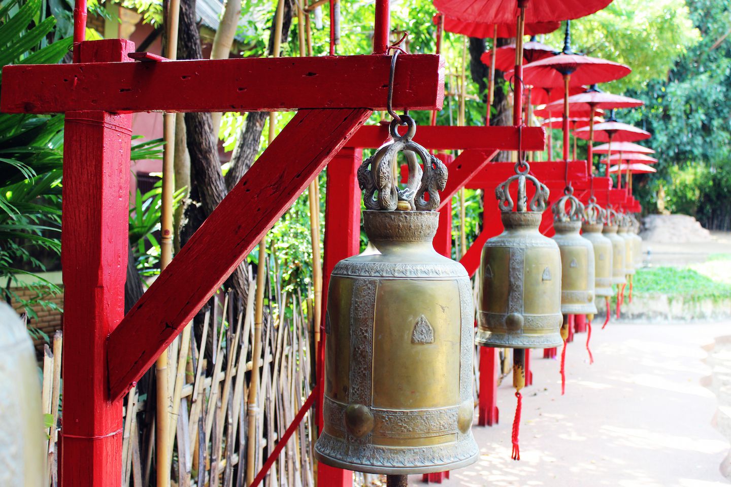 Bells at Wat Chedi Luang in Chiang Mai