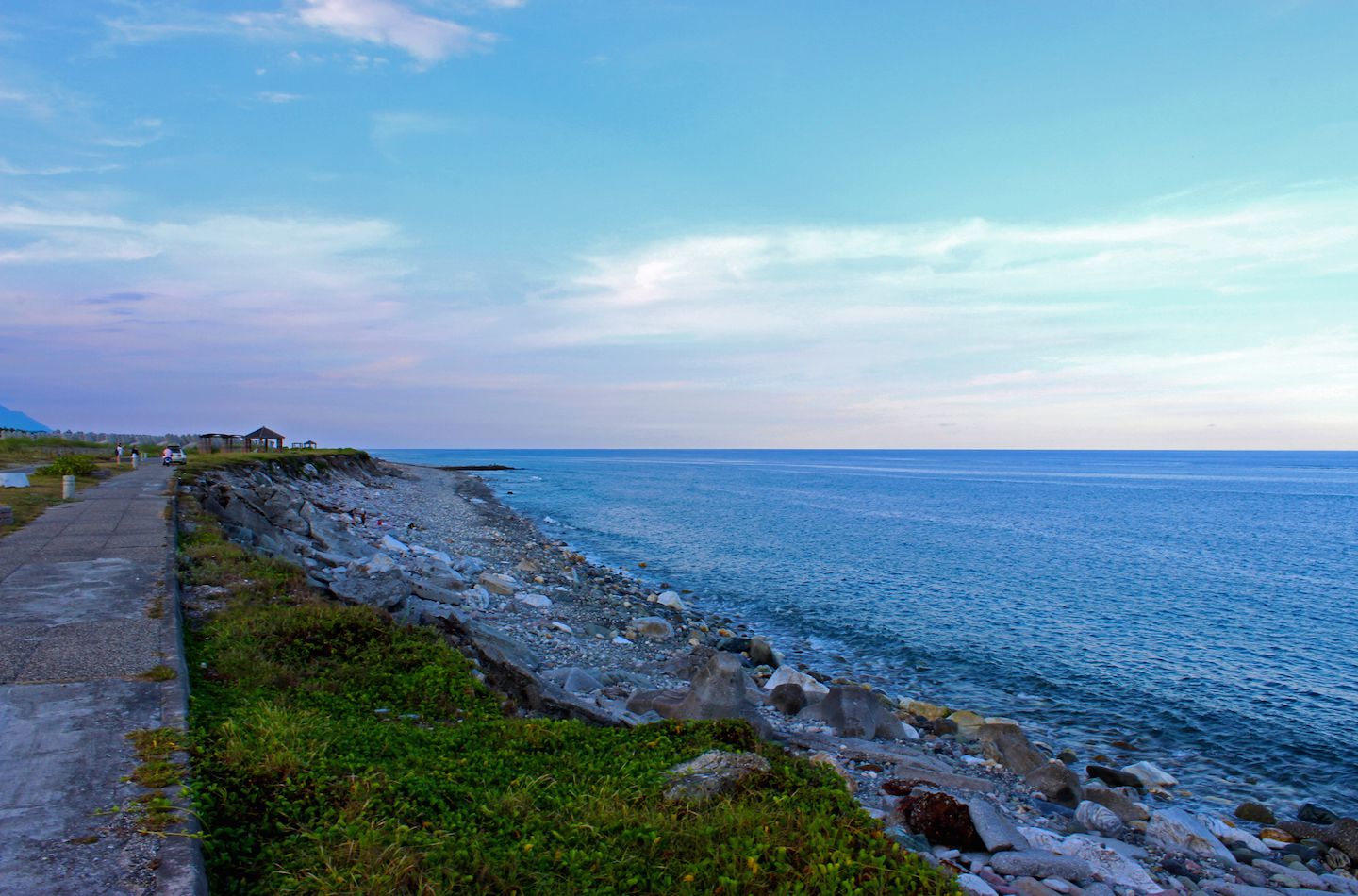 Bike path by the rocky beach