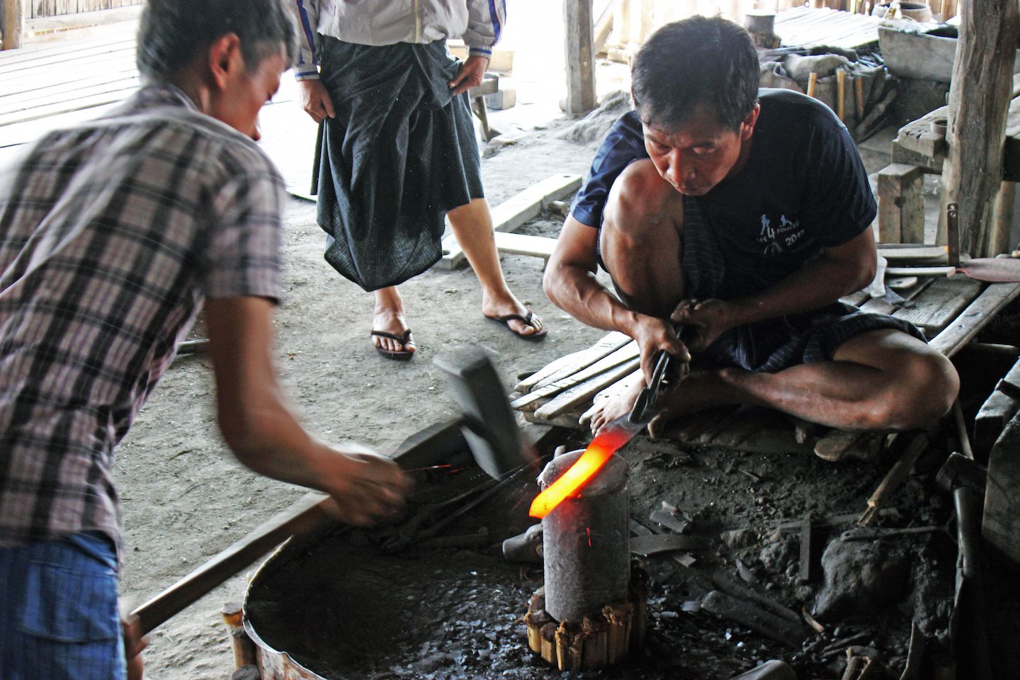 Blacksmith crafting a sword, Inle Lake, Myanmar