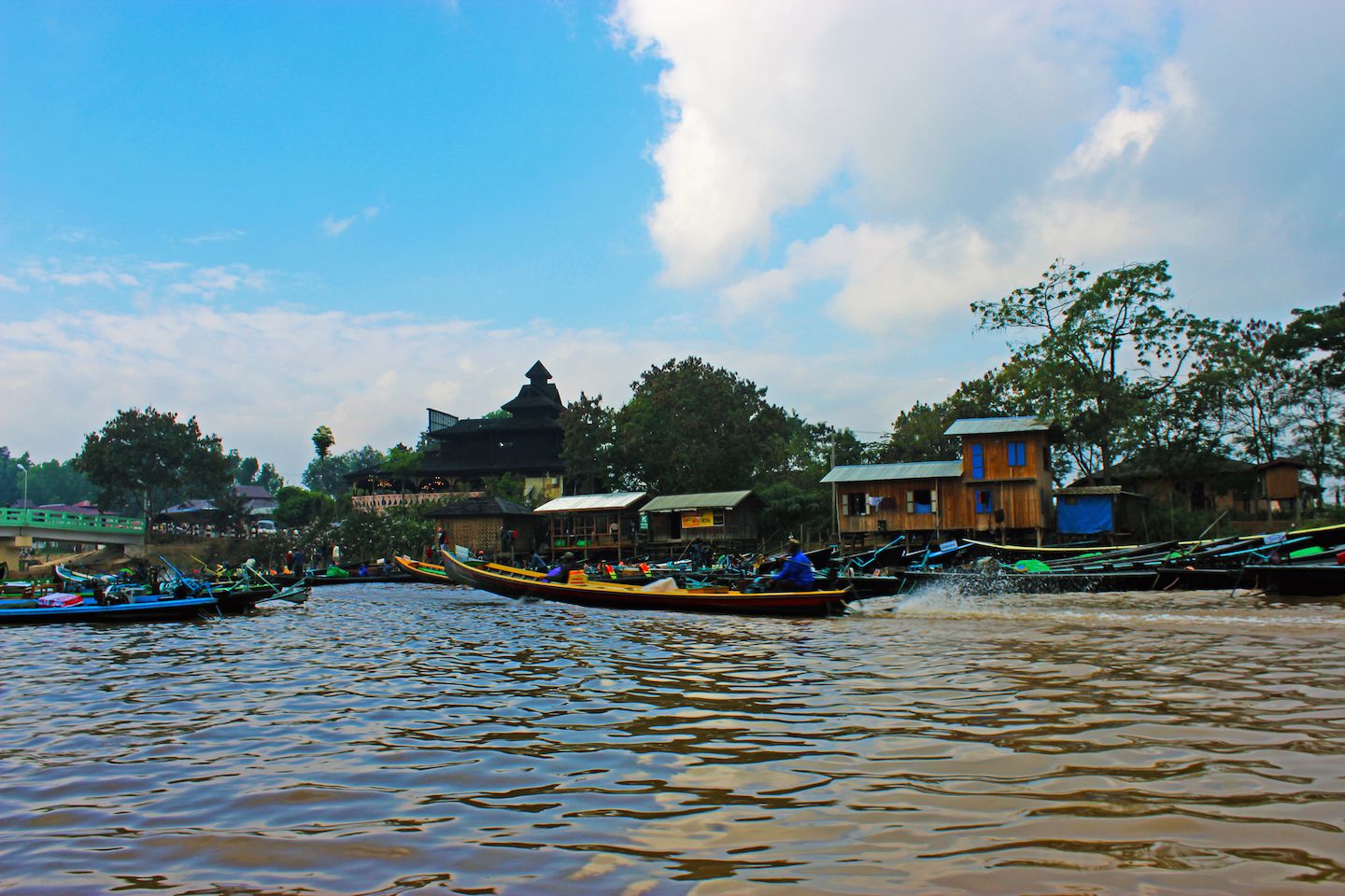 Boat with locals in Inle Lake, Myanmar