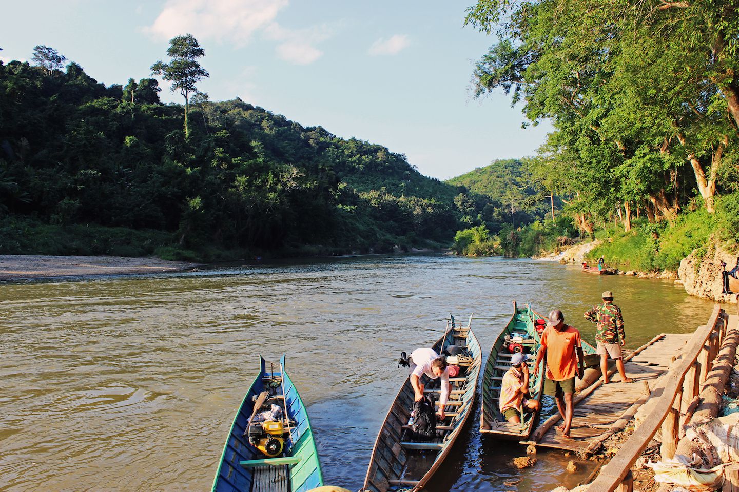 Boats on the Mekong river, Luang Prabang, Laos