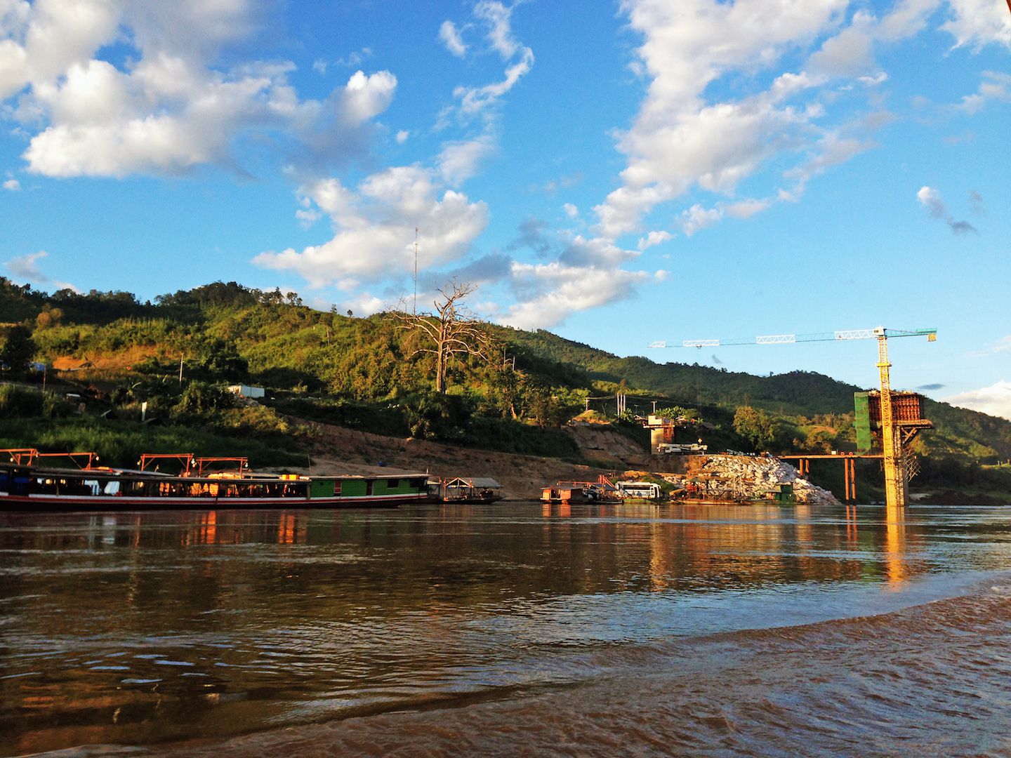 Bridge construction in Laos