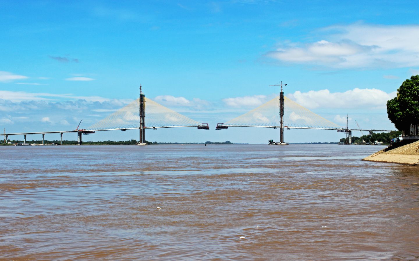 Bridge crossing the Mekong River in Cambodia