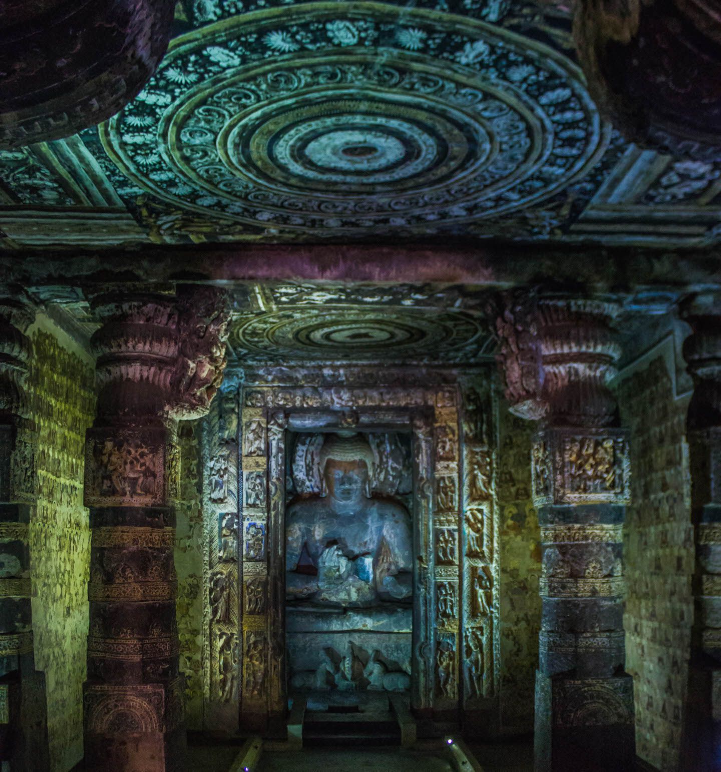 Buddha statue inside one of the Ajanta Caves, India