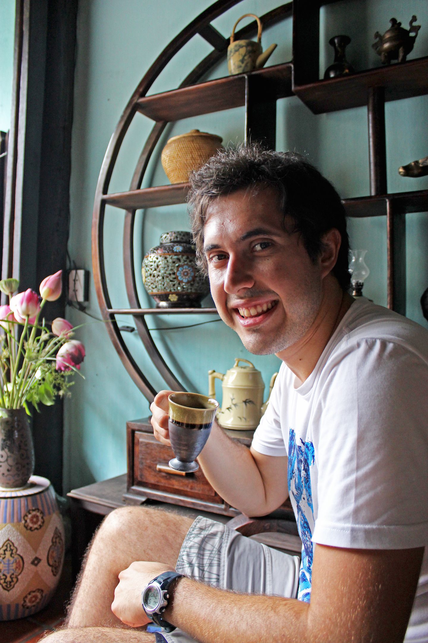 Carlos at Reaching Out Teahouse