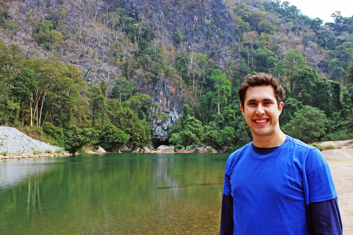 Carlos at the entrance to the Konglor Cave, Laos
