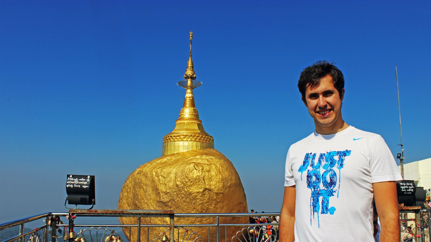 Carlos at the Golden Rock, Myanmar