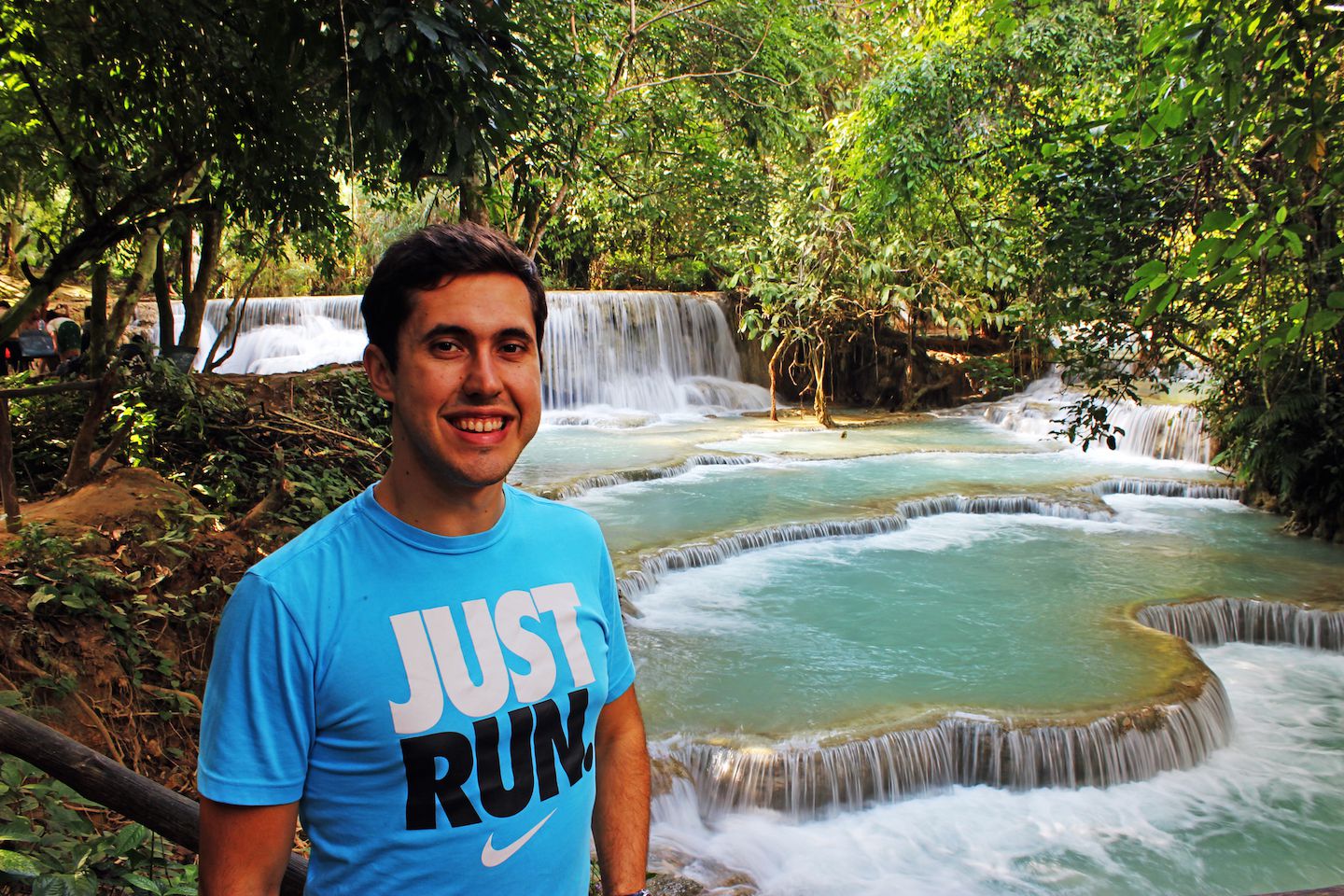 Carlos at the pools of Kuang Si Waterfall, Luang Prabang, Laos