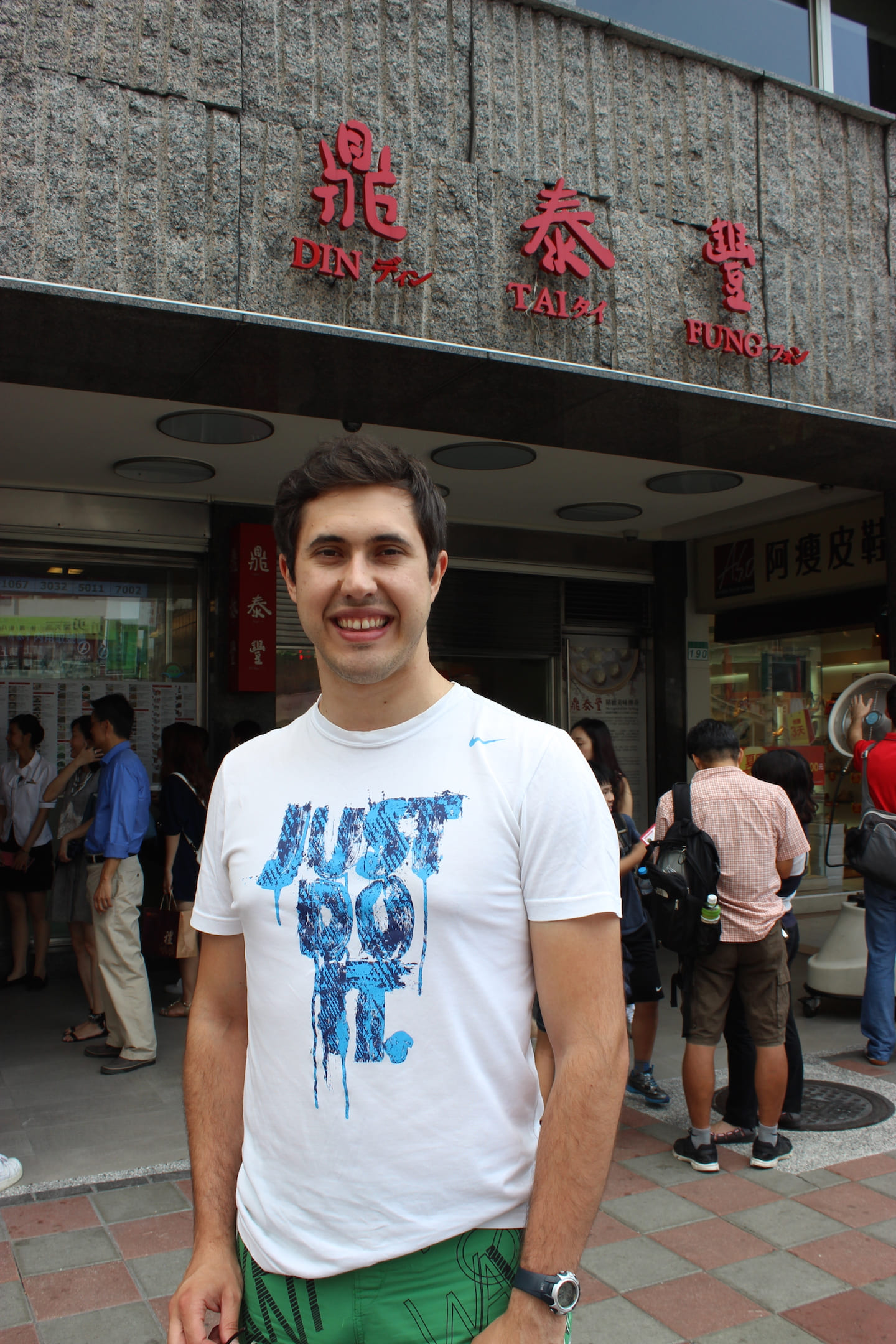 Carlos at the original Din Tai Fung restaurant in Taipei.