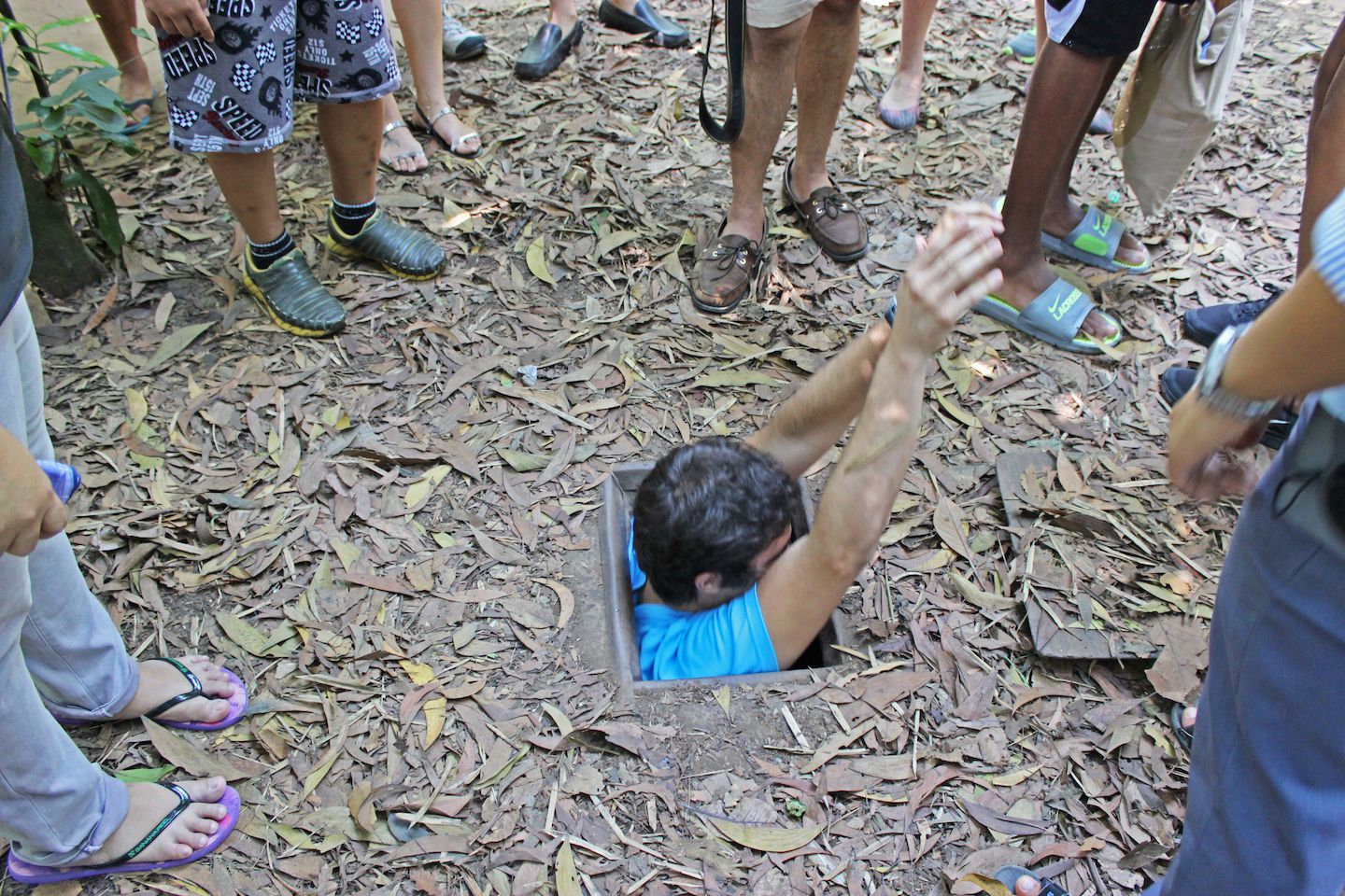 Carlos going in one of the tunnel entrances