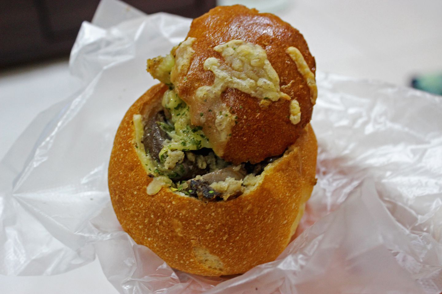 Chicken mushroom strogonoff bread