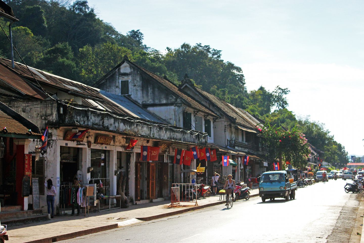 Commercial street in Luang Prabang, Laos