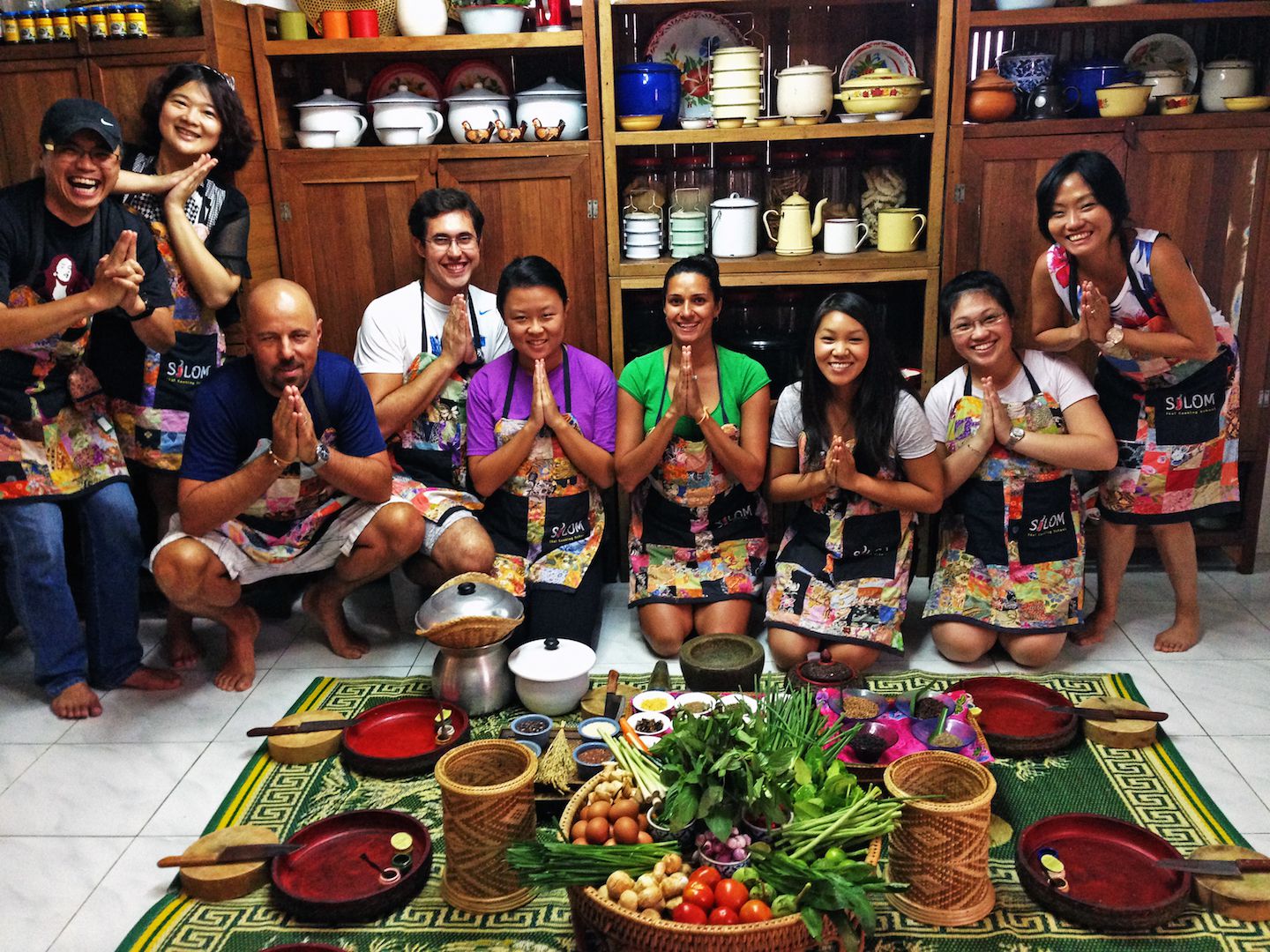 Cooking classmates at Silom Cooking School, Bangkok, Thailand